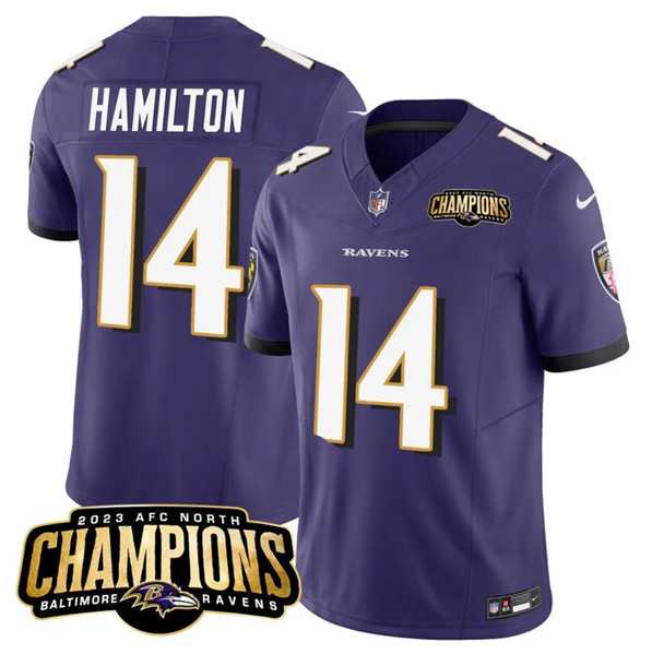 Men & Women & Youth Baltimore Ravens #14 Kyle Hamilton Purple 2023 F.U.S.E. AFC North Champions Vapor Limited Jersey,We sell and wholesale Men & Women & Youth Baltimore Ravens #14 Kyle Hamilton Purple 2023 F.U.S.E. AFC North Champions Vapor Limited Jersey on line form chian!